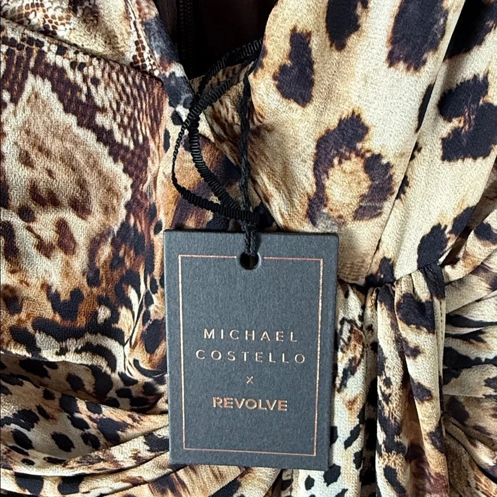 Michael Costello × REVOLVE Natalia Gown in Leopard Brown Animal Medley - Picture 8 of 10